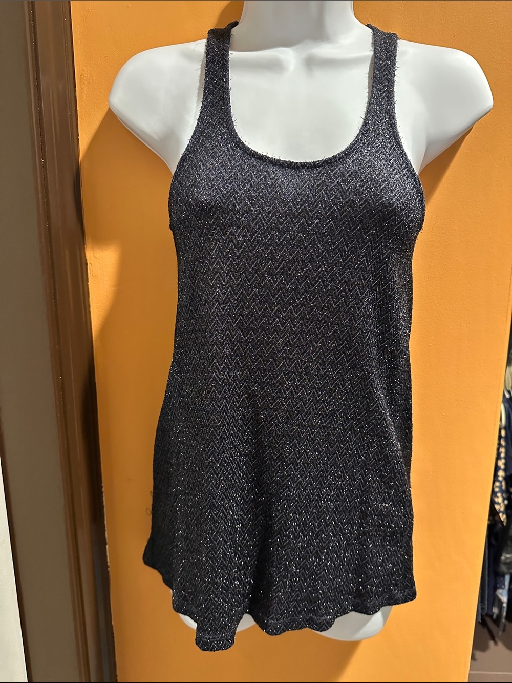 Zara Black Metallic Knit Racerback Tank
